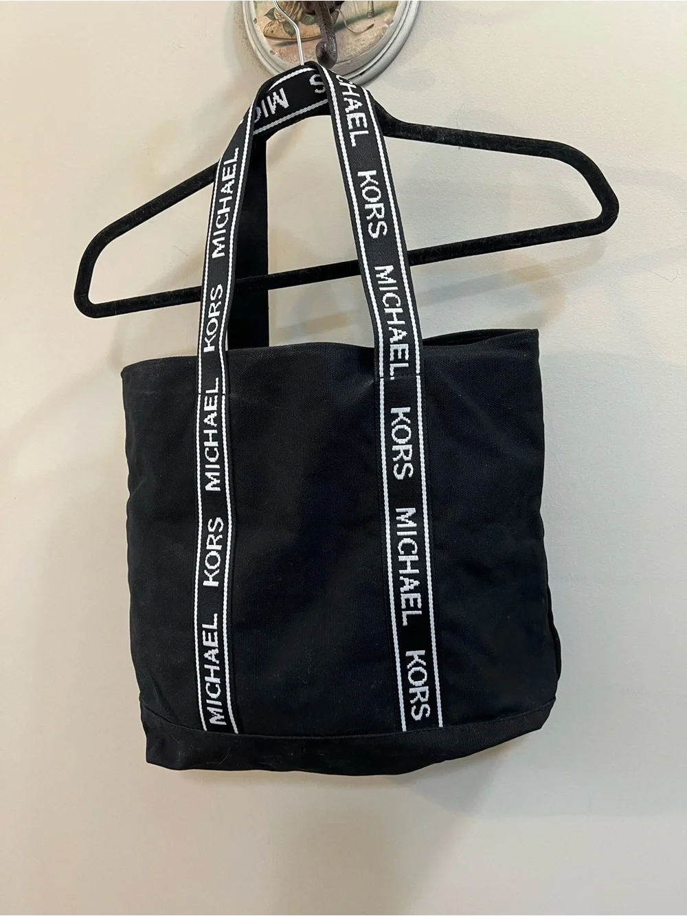 Michael Kors Black Canvas Logo Strap Overalls Bottoms Like New